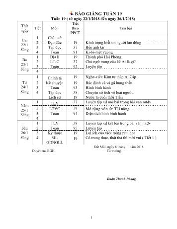 Giáo án Lớp 4 - Tuần 19 - Năm học 2017-2018 - Đoàn Thanh Phong