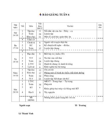Giáo án Lớp 4 - Tuần 6 - Năm học 2017-2018 - Lê Thành Vinh