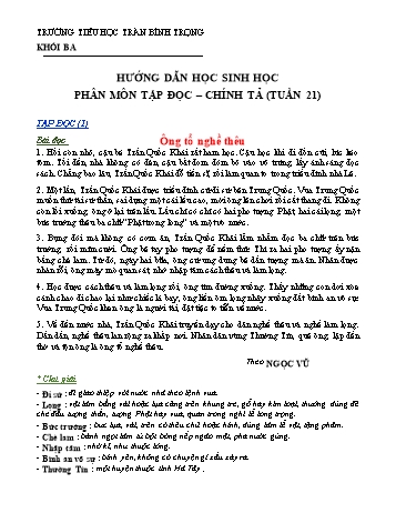 Bài hướng dẫn môn Tiếng Việt Lớp 3 - Tuần 21 - Trường tiểu học Trần Bình Trọng