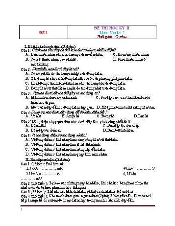 14 đề thi học kì II môn Vật lý Lớp 7 (Có đáp án)