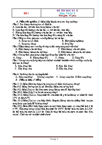 24 đề thi học kì II môn Vật lý Lớp 6 (Có đáp án)