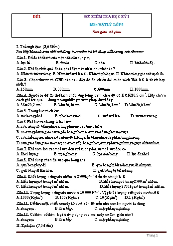 40 đề thi học kì I môn Vật lý Lớp 6 (Có đáp án)