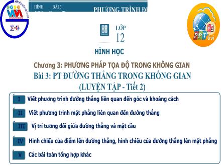 Bài giảng Hình học Lớp 12 - Chương 3, Tiết 43: Phương trình đường thẳng trong không gian