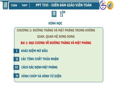 Bài giảng Toán Lớp 11 - Chương 2, Bài 1: Đại cương về đường thẳng và mặt phẳng