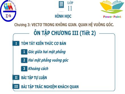 Bài giảng Toán Lớp 11 - Chương III, Bài 6: Ôn tập chương III (Tiết 2)