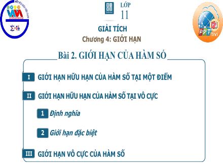 Bài giảng Toán Lớp 11 - Chương IV, Bài 2: Giới hạn của hàm số (Tiết 2)