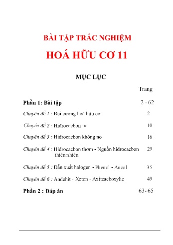 Bài tập trắc nghiệm môn Hóa học Lớp 11 (Có đáp án)