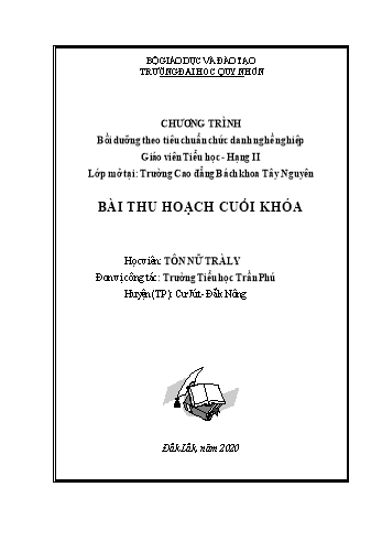 Bài thu hoạch cuối khóa Bồi dưỡng theo tiêu chuẩn chức danh nghề nghiệp Giáo viên Tiểu học Hạng II - Tôn Nữ Trà Ly