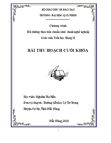 Bài thu hoạch cuối khóa Bồi dưỡng theo tiêu chuẩn chức danh nghề nghiệp Giáo viên Tiểu học Hạng II - Nghiêm Thị Mến