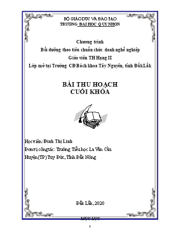 Bài thu hoạch cuối khóa Bồi dưỡng theo tiêu chuẩn chức danh nghề nghiệp Giáo viên Tiểu học Hạng III - Đinh Thị Linh