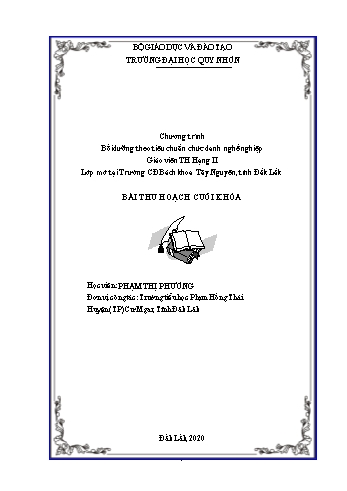 Bài thu hoạch cuối khóa Bồi dưỡng theo tiêu chuẩn chức danh nghề nghiệp Giáo viên Tiểu học Hạng II - Phạm Thị Phương