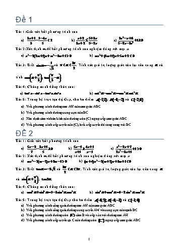 Bộ đề ôn tập học kì II môn Toán Lớp 10