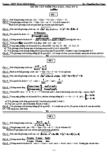 Bộ để ôn tập kiểm tra KSCL học kì II môn Toán Lớp 10 - Phan Hữu Huy Trang