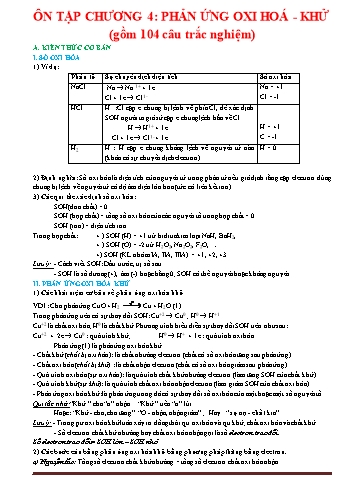 Đề cương ôn tập môn Hóa học Lớp 10 - Chương 4: Phản ứng oxi hóa - Khử
