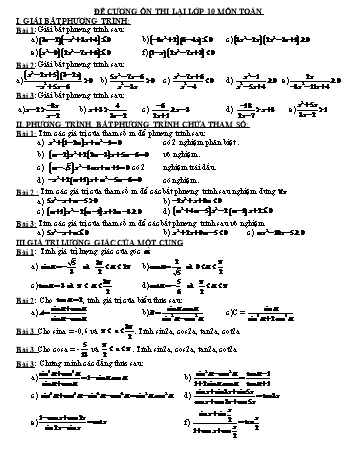Đề cương ôn thi lại môn Toán Lớp 10