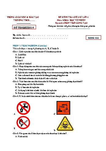 Đề kiểm tra giữa kì môn Khoa học tự nhiên Lớp 6 (Chân trời sáng tạo) (Có đáp án)