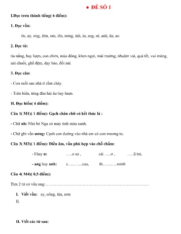 Đề kiểm tra học kì I môn Tiếng Việt Lớp 1
