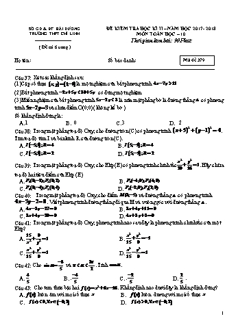 Đề kiểm tra học kì II môn Toán Lớp 10 - Trường THPT Chí Linh - Năm học 2017-2018 (Mã đề 379)