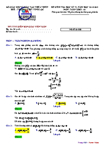 Đề kiểm tra học kì II môn Toán Lớp 10 - Trường THPT Vĩnh Lộc - Năm học 2018-2019 (Có đáp án)