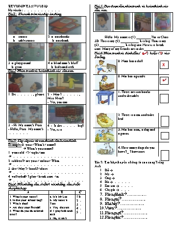 Đề kiểm tra môn Tiếng Anh Lớp 3 - Revision E3