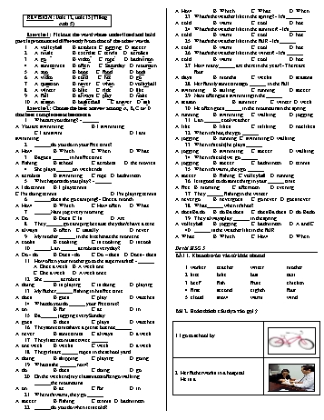 Đề ôn tập môn Tiếng Anh Lớp 5 - Revision: Unit 12 + 13