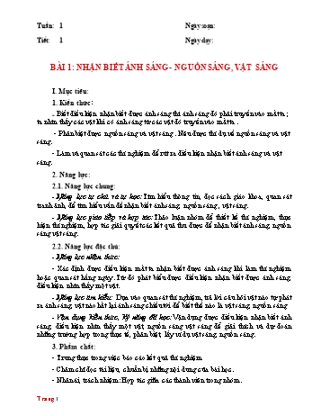 Giáo án cả năm môn Vật lí Lớp 7