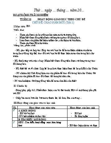 Giáo án Hoạt động trải nghiệm Lớp 2 - Tuần 18