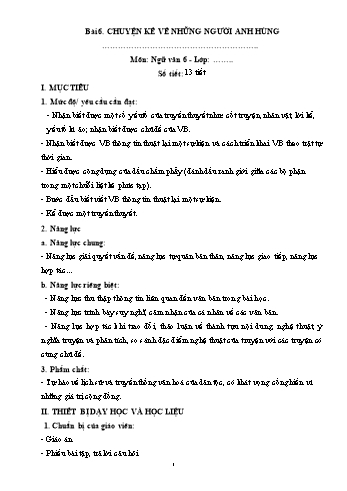 Giáo án học kì II Ngữ văn Khối 6 (Kết nối tri thức)