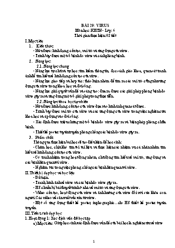 Giáo án Sinh học Khối 6 - Bài 29: Virus (Kết nối tri thức với cuộc sống)