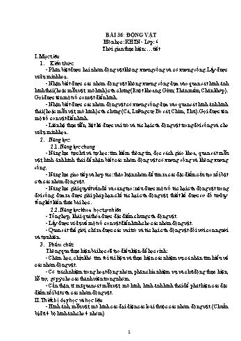 Giáo án Sinh học Khối 6 - Bài 36: Động vật (Kết nối tri thức với cuộc sống)
