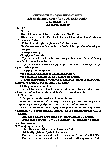 Giáo án Sinh học Khối 6 - Bài 39: Tìm hiểu sinh vật ngoài thiên nhiên (Kết nối tri thức với cuộc sống)