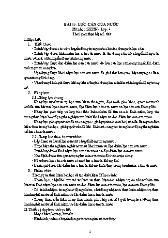 Giáo án Vật lý Lớp 6 - Bài 45: Lực cản của nước