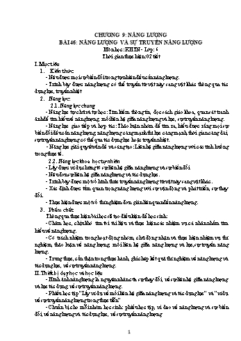 Giáo án Vật lý Lớp 6 - Bài 46: Năng lượng và sự truyền năng lượng