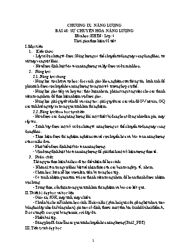 Giáo án Vật lý Lớp 6 - Bài 48: Sự chuyển hóa năng lượng