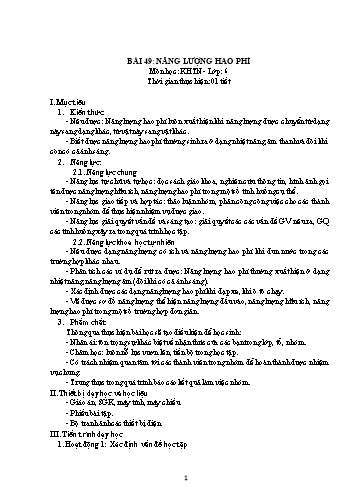 Giáo án Vật lý Lớp 6 - Bài 49: Năng lượng hao phí