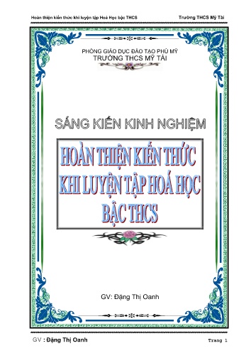 Hoàn thiện kiến thức khi luyện tập hoá học bậc THCS