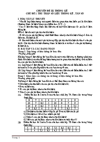 Ôn tập Đại số Lớp 7 - Chuyên đề III: Thống kê