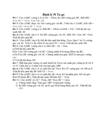 Ôn tập Toán Lớp 7 - Bài: Định lý Pi Ta go