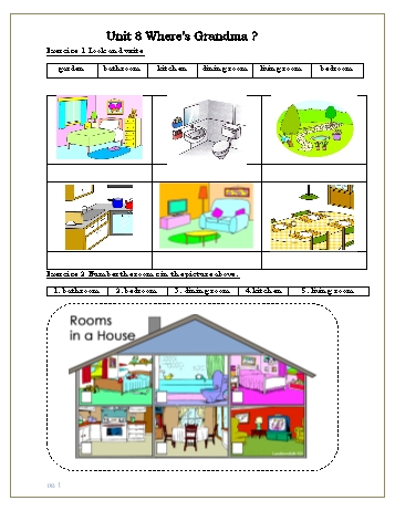 Phiếu ôn tập hè môn Tiếng Anh Lớp 1 - Unit 8