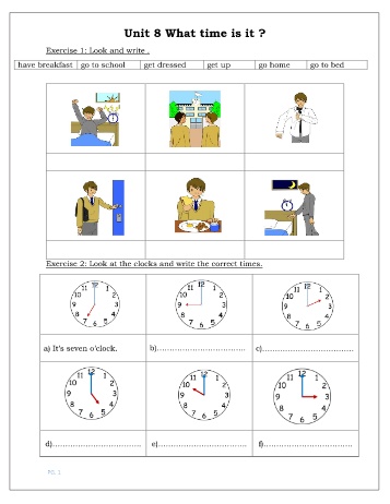 Phiếu ôn tập hè môn Tiếng Anh Lớp 2 - Unit 8