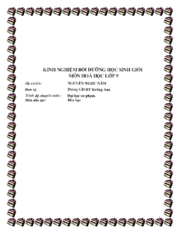 SKKN Kinh nghiệm bồi dưỡng học sinh giỏi môn hoá học lớp 9
