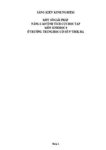 SKKN Một số giải pháp nâng cao tính tích cực học tập môn sinh học 9 ở Trường Trung học cơ sở N’thol Hạ