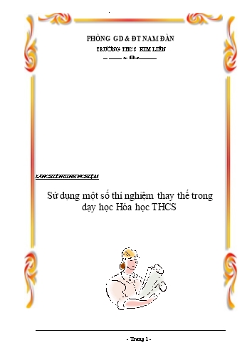 SKKN Sử dụng một số thí nghiệm thay thế trong dạy học Hóa học THCS