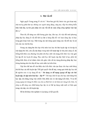 SKKN Sử dụng sơ đồ mạng (grap) để dạy các bài luyện tập, ôn tập môn hoá học - Lớp 9