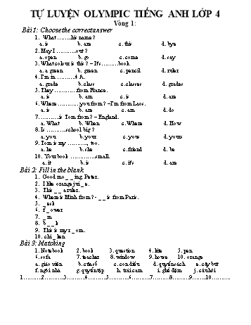Tự luyện olympic Tiếng Anh Lớp 4