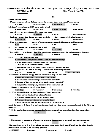 5 Đề ôn tập kiểm tra học kì II môn Tiếng Anh Lớp 11 - Năm học 2021-2022 - Trường THPT Nguyễn Bỉnh Khiêm