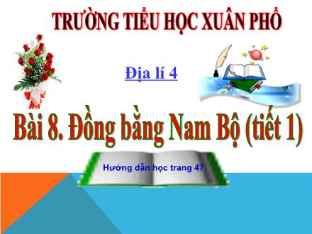 Bài giảng Địa lí 4 - Bài 8: Đồng bằng Nam Bộ (Tiết 1) - Trường Tiểu học Xuân Phổ