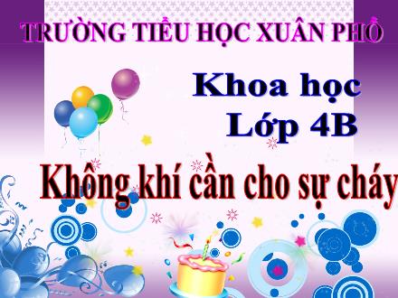 Bài giảng Khoa học 4 - Không khí cần cho sự cháy - Trường Tiểu học Xuân Phổ