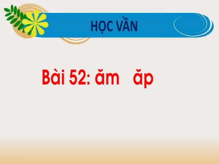 Bài giảng Tiếng Việt 1 (Học vần) sách Vì sự bình đẳng và dân chủ trong giáo dục - Bài 52: Ăm, ăp