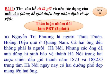 Bài giảng Tiếng Việt 4 - Tuần 24 - Vị ngữ trong câu kể Ai là gì?